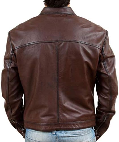 Muškarci Biker retro smeđa koža motociklistička jakna originalna kožna jakna