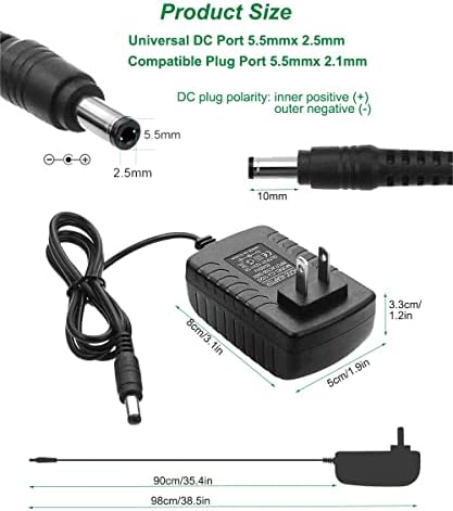 Alarmpore 12v 2a preklopni Adapter za napajanje, AC 100-240V do DC 12 voltni transformatori, 5.5 mm X2.1mm/ 2.5 mm, zidni Punjač za