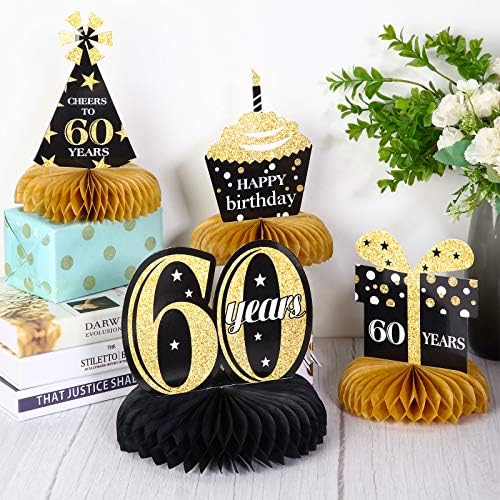 8 komada 60. rođendan Honeycomb sto centralni komadi Happy 60. rođendan dekoracije Cheers to 60 godina stol Toppers za šezdeset godina