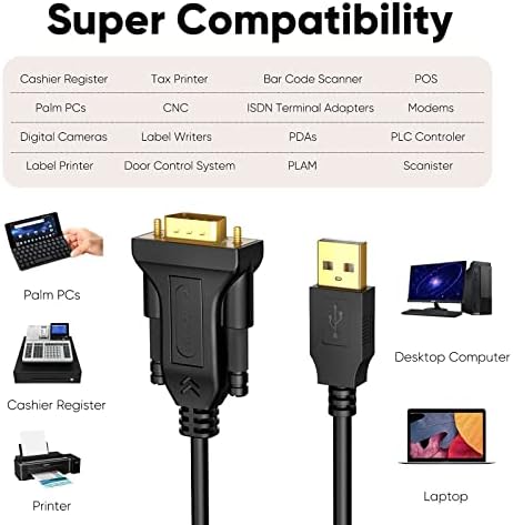 Paket za kablekra - 2 predmeta USB u RS232 serijski kabel 10ft s USB-om na RS232 serijski adapter + PL2303 Chipset 10 ft za blagajnu,