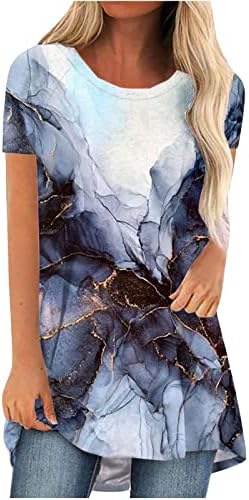 Duge tunike za žene koje treba nositi sa gamašima 2023 Trendi odjeća Ljetni vrhovi kratkih rukava Bluze Smiješni grafički tee