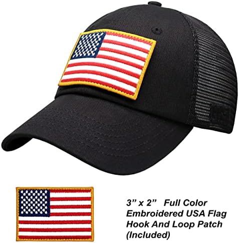 Anturage američka zastava Nekonstruirana uniseks mrežasta Snapback bejzbol kapa za muškarce i žene +2 Patriotske zakrpe uključene