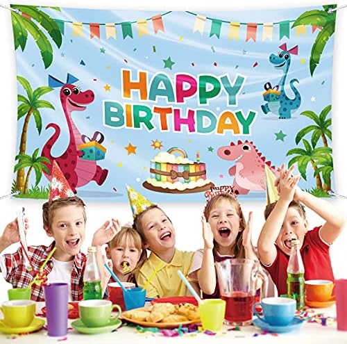 Dinosaurus rođendan pozadina za djecu dječaka djevojka, Dinosaurus Happy Birthday Party Dekoracije zalihe znak Banner, Dinosaurus