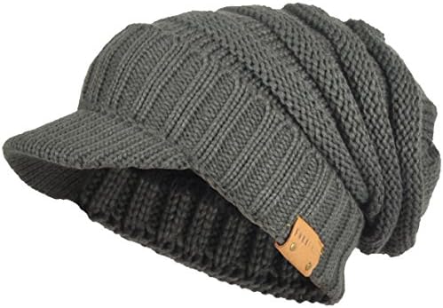 Muški ženski debeli runo obloženi pletene newboy cap Slouch Beanie Hat sa vizirom