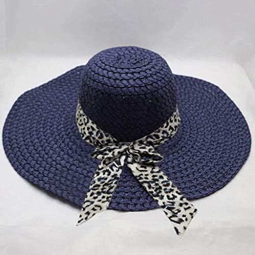 Ljetna plaža Hat Bowknot Wide Wide Brim FEDORA FEDORA Hat Sklopivi roll up plaža kapa sunčana šešir žene slame Panama Hat Leopard