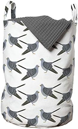 Ambesonne torba za veš ptica, Kukavice golubovi uzorak leteći likovi krila egzotične životinje grafika, korpa za korpe sa ručkama