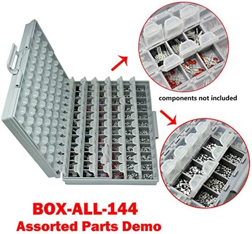 AideTek BOX-sva prazna kućišta 144 pretinca sa poklopcima za SMD SMT Organizator kondenzatora otpornika