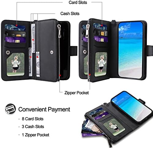 Jzases futrola za Galaxy S9, 2 u 1 magnetna odvojiva torbica za Novčanik, PU kožna futrola za telefon sa držačem kartice za Samsung
