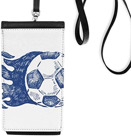 Fudbal Flame Blue uzorak Nogometni telefon novčanik torbica Viseći mobilni torbica Crni džep