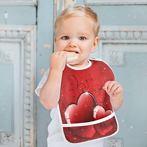 Mcchiver crvena srca Bibs za dječaku dječaka Vodootporna hranjelica pregača sa hranom CATER Podesiva pamučna hrana jedeti kazu 2 paketa