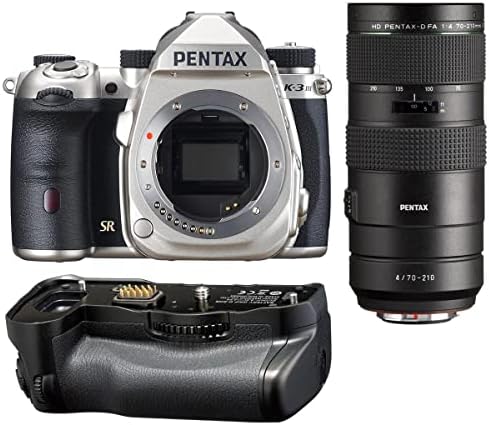 Pentax K-3 Mark III APS-C-Format DSLR tijelo kamere, Srebrna HD d FA 70-210mm F4 ED SDM WR objektiv D-BG8 baterija