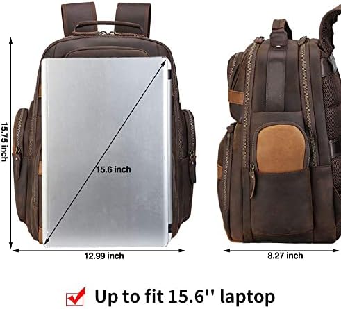 TIDING muške Vintage koža ruksak 15.6 & 34; laptop torba velikog kapaciteta poslovna putovanja planinarenje ramena Daypacks