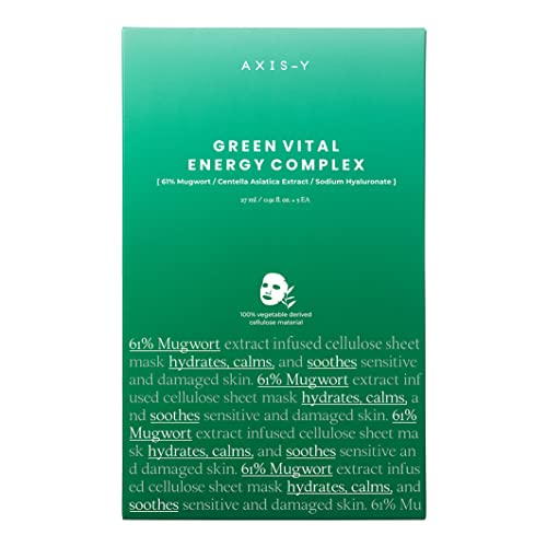 AXIS-Y Mugwort zelena vitalna energetska kompleksna maska 27 ml esencija / 5 kom | prirodni sastojci | umirujuća maska | hidratantna