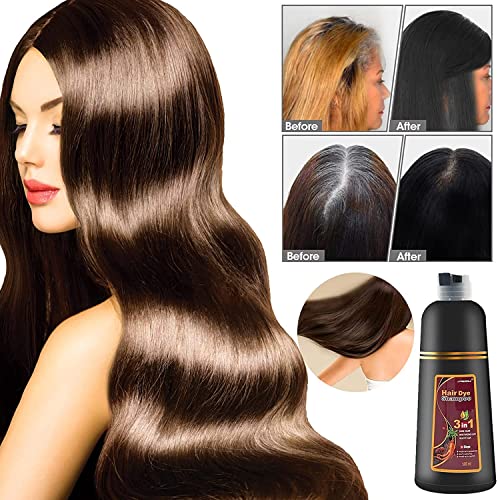 Anrui crna instant šampon za kosu za sivu kosu - lagana boja za kosu šampon 3 u 1- sive pokrivenosti - biljno bojanje u minutima