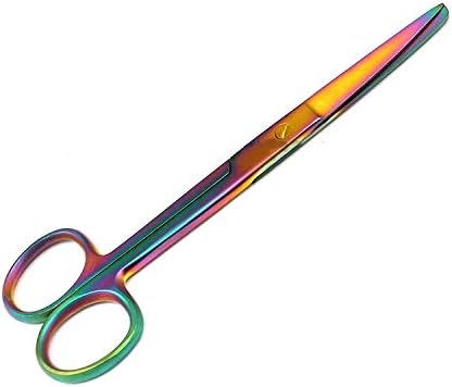 OdontOmed2011® multi titanium boja Rainbow Radni makaza oštri / tup 5,5 ravni od nehrđajućeg čelika duge makaze u boji ODM