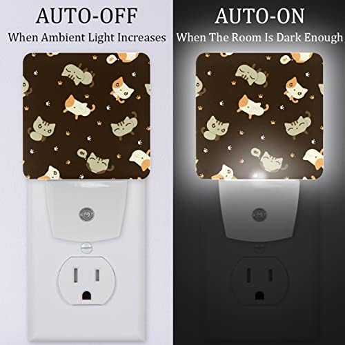 2 paketa Plug-in Nightlight LED noćno svjetlo slatki mačji uzorak, senzor od sumraka do zore za dječiju sobu kupatilo, rasadnik, kuhinja,