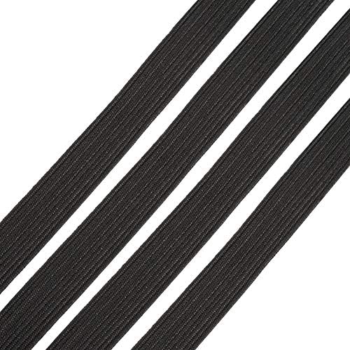Beadthoven 100 metara 5/16-inčni pleteni elastični kabl 8mm Crna ravna elastična traka za šivanje izrade nakita