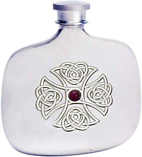 Hip Flask Devon oblik Celtic Cross Amethyst kamena postavka Liquor Flask 4oz