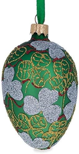 1902 Clover List Royal Egg Glass Božić Ornament 4 Inča