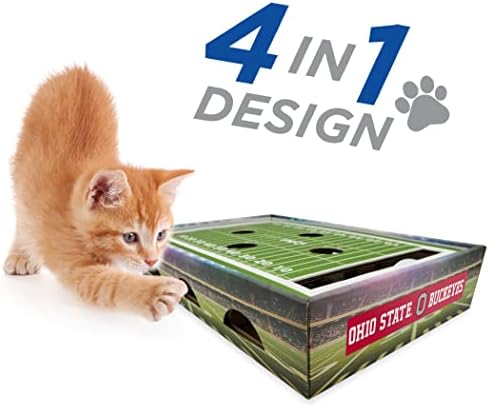 Kućni ljubimci Prvi NCAA Ohio State Buckees Cat CAT CAT BLACKER BOX, Igračka igračka Mačja igračka, NCAA Fudbalski teren dizajnirani