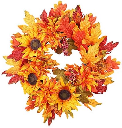 Vefsu umjetni suncokret jesen vijenac, 22 jesen ukrasi vrata sa Pinecone, Javor, bobičasto voće, žetve Garland jesen zahvalnosti dekoracije