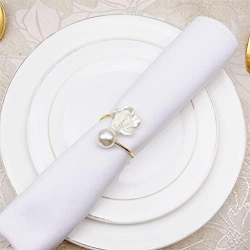 12pcs Hotelski pribor za tabele biserne bijele cvijeće salveta za salvete prsten za salvete (boja: zlato, veličina