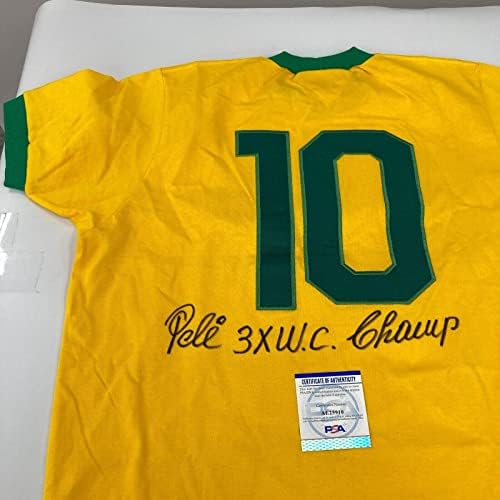 Pele 3x CHPH CHAMP potpisani upisani Brazil Soccer dres PSA DNK COA Rijetki - autogramirani nogometni dresovi
