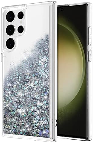 Worldmom za Samsung Galaxy S23 Ultra, klipni vodopad Dizajn Bling Bling Sparkle šarene tečno sjaj TPU Clear Zaštitna futrola za S23