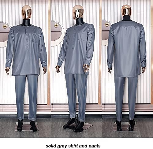 HD afrička muška odjeća Agbada Odjeća za vez dashiki majice i hlače odijelo 3 komada