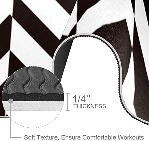 6mm Extra Thick Yoga Mat, Stripe crno-bijeli uzorak Print Eco-Friendly TPE exercise Mats Pilates Mat sa za jogu, trening, Core Fitness