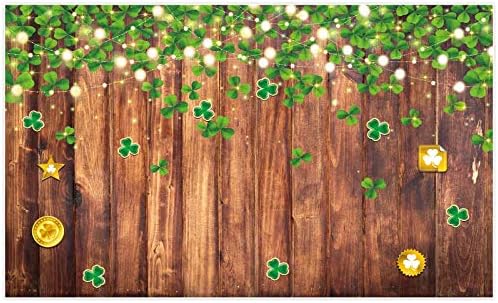 Allenjoy 5x3ft St. Patrick Dan pozadina Glitter rustikalno Drvo zeleni Lucky Shamrock Zlatni novčići fotografija pozadina za djecu