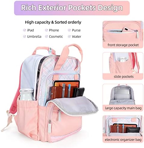 ANKUER Dječiji ruksak za djevojčice torba za osnovnu školu za djecu slatka Kawaii torba za knjige putni ruksak odgovara 15,6-inčnom
