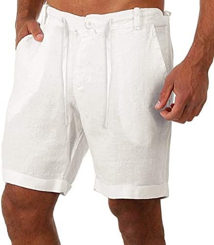 Ymosrh muške atletske kratke hlače pamučne posteljine casual pantalone gumbi za spajanje pojačanih džepova kratke hlače Teniske gaćice