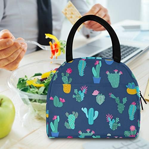 Izolovana torba za ručak za žene-Print Cactus velike nepropusne torbe za ručak sa naramenicama za radno domaćinstvo