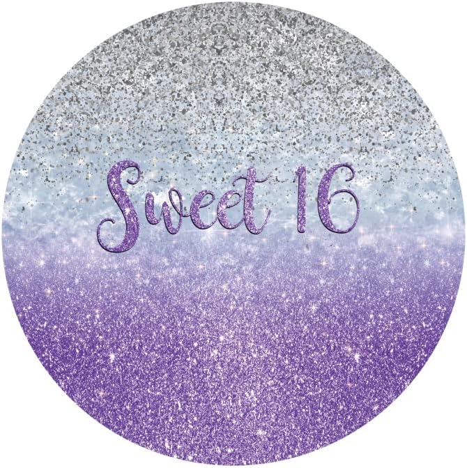 Yeele 7.5x7. 5ft Sweet 16 rođendan okrugli pozadina za djevojku Silver Purple Bokeh Glitter photography pozadina Happy 16th Birthday