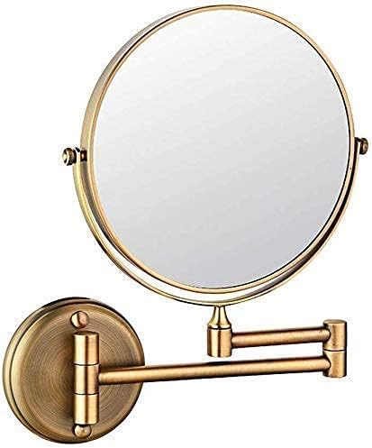 Lianxiao-proširenje sklopivog kozmetičkog ogledala za brijanje u kupaonici-3x uvećanje ogledala od zlatnog mesinga od mesinga