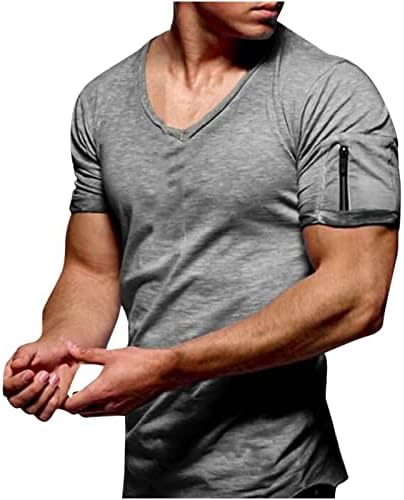 Muške majice s V izrezom 2023 ljetni vrhovi Slim Fitness kratki rukavi Tee vrhovi jednobojna Ležerna atletska majica