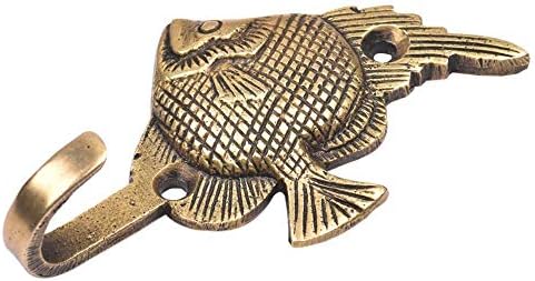 Indijska polica ručno rađena 6 komada Vintage Jedinstveni držač za ključeve za zidne zlatne antičke kapute Mesiss zidne kuke Fish