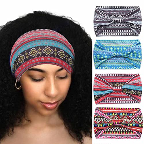 Woeoe afričke trake za glavu pletene trake za kosu Yoga Sport head Wraps široki elastični šal za žene i djevojčice
