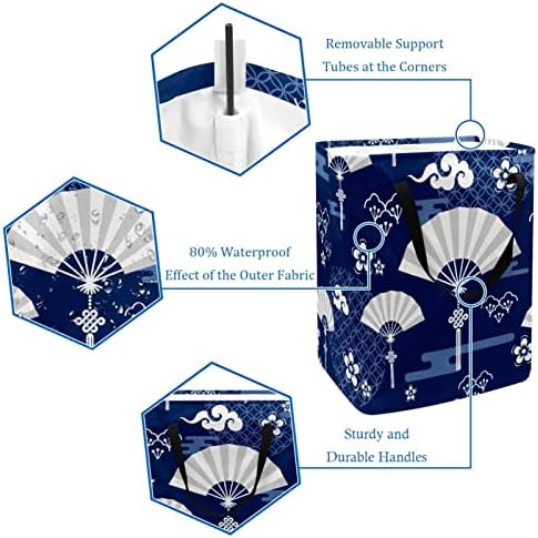 Japanski ventilatori i Florals Print sklopiva korpa za veš, 60L vodootporne korpe za veš kante za veš igračke skladište za spavaonicu