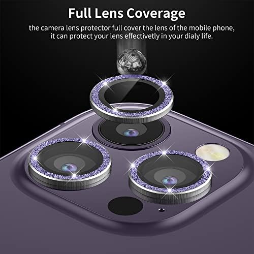 HOERSE za iPhone 14 Pro Max & iPhone 14 PRO kamera zaštitnik objektiva, za zaštitu od šake za kućište za iPhone-off za iPhone za iPhone - Glitter Purple