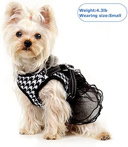Ljetna haljina za pse s kabelskim D-prstenom za pse za pse za male pse djevojke štenad outfit crni kostim, X-mali