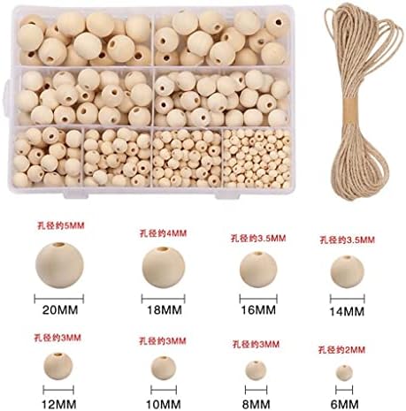 DSFEOIGY 660 kom 8 veličina drvene perle za zanate, sa kanapom od Jute od 10m, nedovršene drvene perle za izradu nakita, Izrada Uradi