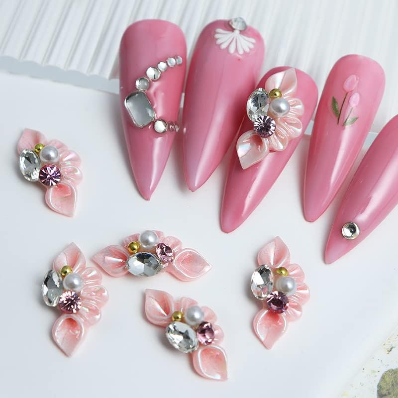 20 kom 3d cvijet Nail Art čari za nokte Gems i Rhinestones sa bisernim kristalima dizajn, Blossom Spring akrilni nakit za nokte dodatna