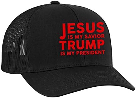 Muški Isus je moj spasitelj Trump je moj predsjednik odrasli kamiondžija šešir-crna / crna