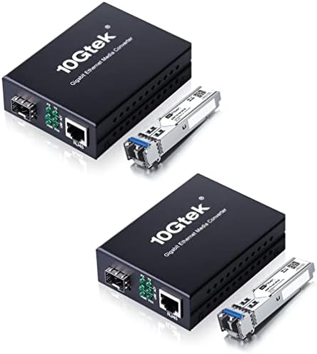 Par Gigabit Single Mode LC Fiber Media Converter, sa 2 kom SFP LX modula, 1.25 G/S fiber to Ethernet Converter, 1000Base-LX do 10/100/1000Base-TX,