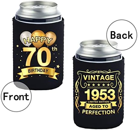 Glingreat 70. rođendan može hladnije rukava od 12-70 godina ukrasi - Vintage 1953-70. Rođendana za rođendan - crni i zlatni sedamdeseti