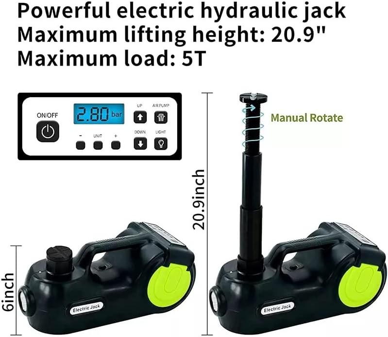 GENIGW 5ton 12v električni Jack hidraulični Digitalni Auto priključci za auto SUV Van Garage oprema za hitne slučajeve alati za popravku
