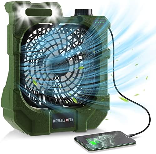 Kakashi Camping Fan punjivi, 10400mah prijenosni pokretni ventilator na baterije sa svjetlima & amp; 270 ° rotacija ,USB ventilator