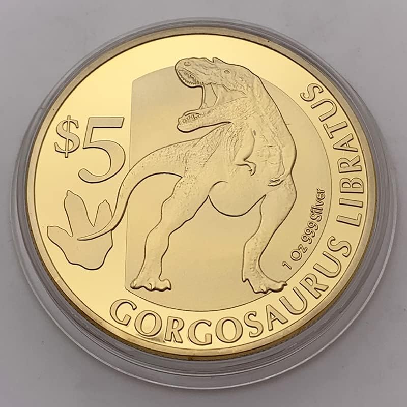 Američki gosaurus dinosaur pozlaćene kolekcionarske kovanice za kovanice Tyrannosaurus Gold Coins Craft Coins Coins Coins